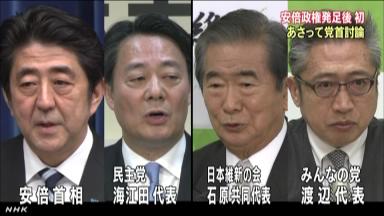 維新・石原氏、党首討論に初参加…13分間