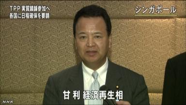 7月に審議参加、関係国に要望…甘利TPP相