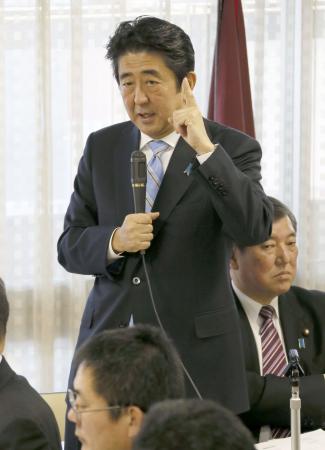 「景気回復の実感、全国に」=安倍首相、自民幹事長会議で