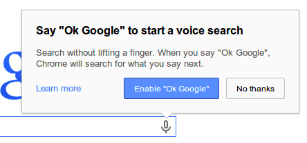 Chrome 34ベータにハンズフリー「OK Google」音声認識を追加