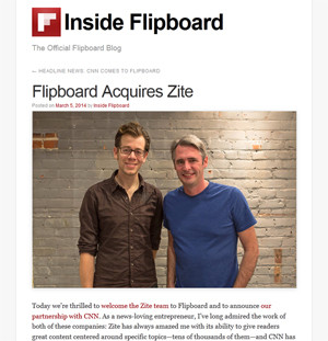 米FlipboardがCNN傘下のニュースアプリ「Zite」を買収