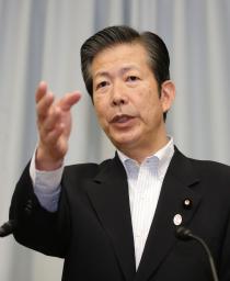 公明党代表選:山口代表、4選出馬表明