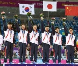 日本男子、初の団体金＝アジア大会・体操