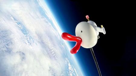 カンテレのハチエモン、宇宙で地球にチュー 大成功