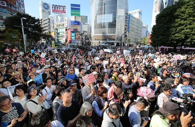 安保法:廃止、東京・渋谷で訴え きょう成立1カ月