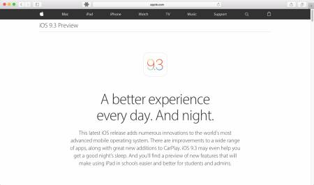 iOS 9.3の新機能が判明！ブルーライト軽減やマルチユーザー対応が目玉