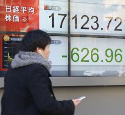 東証、午前終値は1万7194円 円高を嫌気