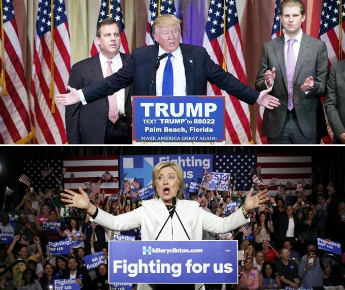 米大統領選:トランプ氏７勝、クリントン氏８勝