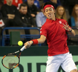 錦織勝ち、日本1勝1敗 男子テニスのデ杯WG1回戦