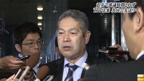 今国会TPP断念、野党に伝達